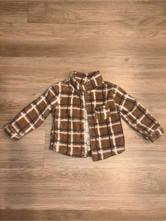 Huggies Other - Huggies Plaid Teddy Sherpa Jacket - Brown & Cream
